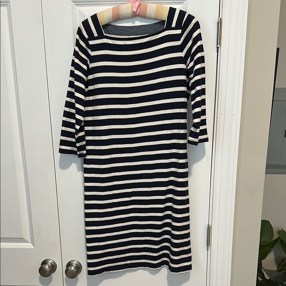 LL Bean Navy Striped Dress